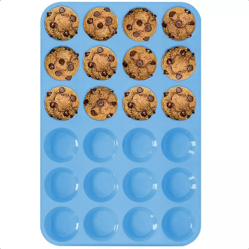 Moldes Silicona Reposteria Moldes Silicona Cupcakes 24 Cup Moldes De Silicona Para Cupcake Antiadherente Libre Bpa Moldes Magdalenas Silicona Horno Antiderrames Muffins Azul Pastel Okshop