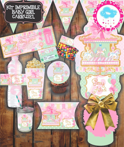 Kit Imprimible Carrusel Caballo Carrousel Baby Shower A88