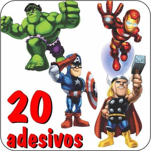 20 Adesivos Decorativos Herois Liga Justiça Vingadores