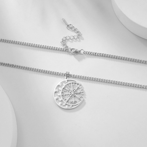 C Colar Crescente Vegvisir Bússola Símbolo Do Guia Viking