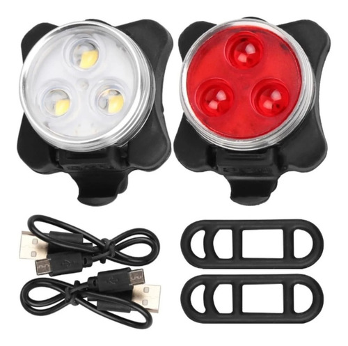 Set Luces De Bicicleta Usb 3 Led Trasera/ Delantera 250lm