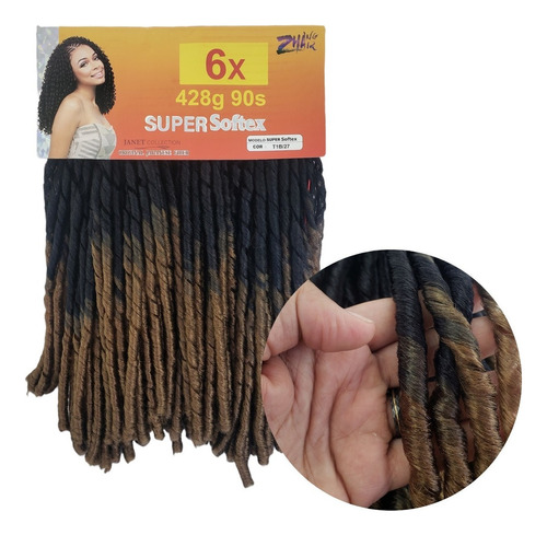 Apliques De Cabelo Cabelo Sintético Zhang Hair Estilo Crochet, Fio A Fio, Twist, Penteados E Outros, Preto Ombre Mel De 60cm - 1 Mecha Por Pacote