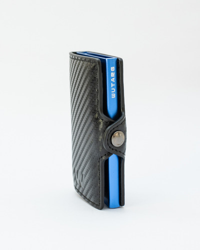 Billetera Wutarg Cuero Un Slider Sin Género 10x6 Cm Azul Carbono
