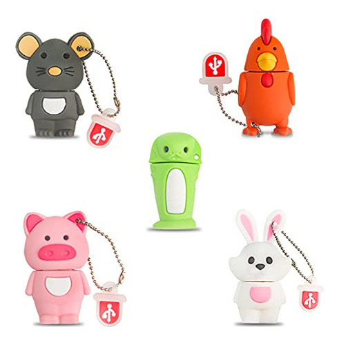 Leizhan 5 X 8 Gb Cute Animals Usb Flash Drive, Cartoon Pig S