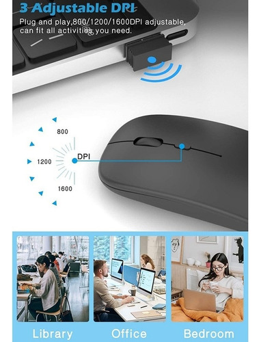 Ratón Inalámbrico Con Receptor Usb Y Tipo C, Para Portátil,