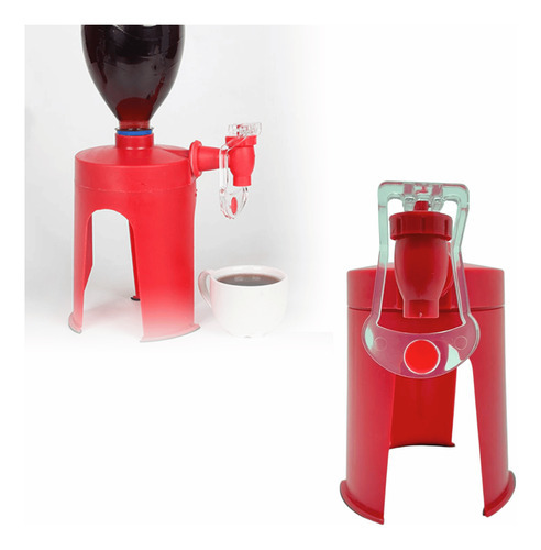 Suporte Com Torneira Dispenser Para Garrafa De Refrigerante Cor Vermelho