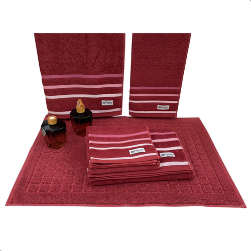 Jogo De Toalhas 5 Casa Teka Lumière Banheiro Premium Cor Vermelho