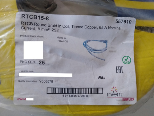 25m D/cable Cobre Estañado Trenzado Flexible Rtcb15-8 Cu 8mm