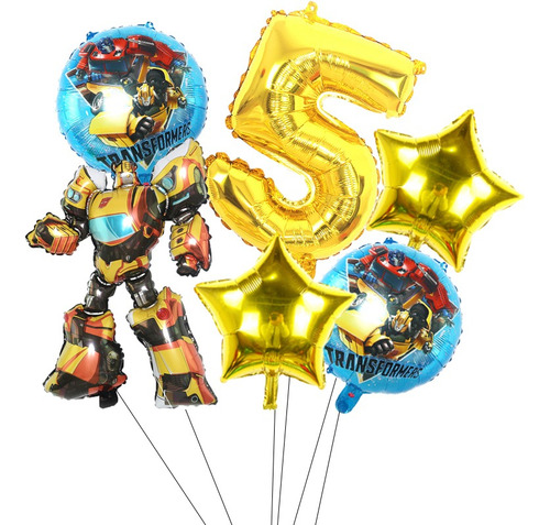 Kit De Globos Bumblebee Numero 5 Cumpleanos Decoracion
