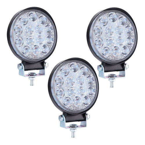 Kit 3 Faros Luz 14 Leds Auxiliar Moto Arenero Cuatriciclo