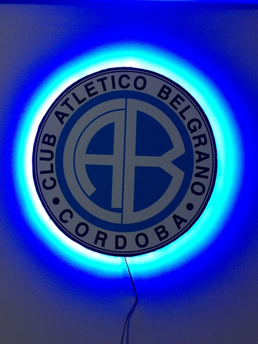 Cuadro Escudo Belgrano De Cordoba Luces Led Azul + Tecla