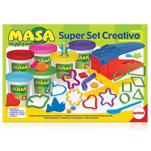 Super Set Masas Creativo 8 Potes Colores Prensa Espatula