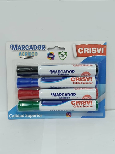 Marcadores Para Pizarra Crisvi Packx4 Unidades 