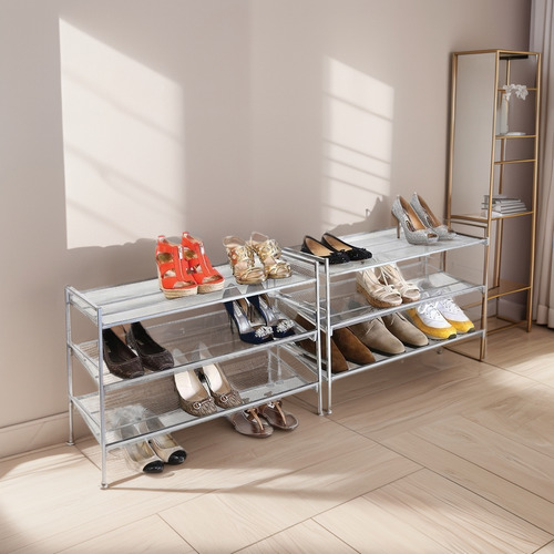 Practico Rack Zapatera De Metal Para 12 Pares 3 Niveles
