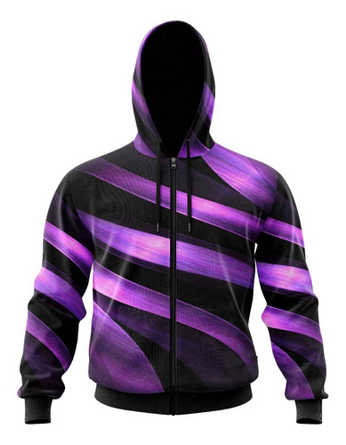 Campera Capucha Arte 3d Violeta Artemix Cc-0458