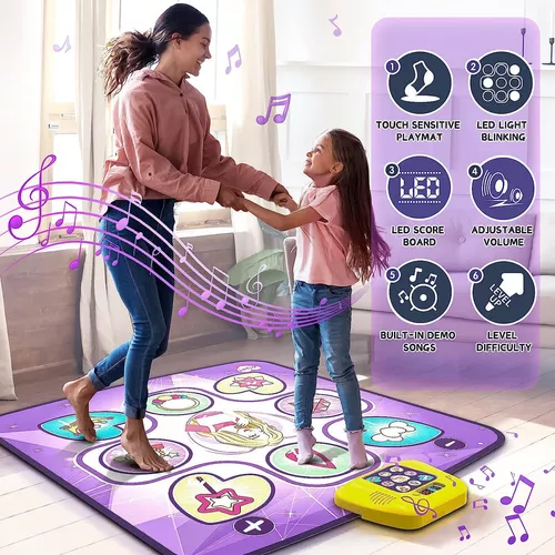 Alfombra De Baile Para Niños Niñas Juguetes Musical Jugar Piso Con Luces  LED New