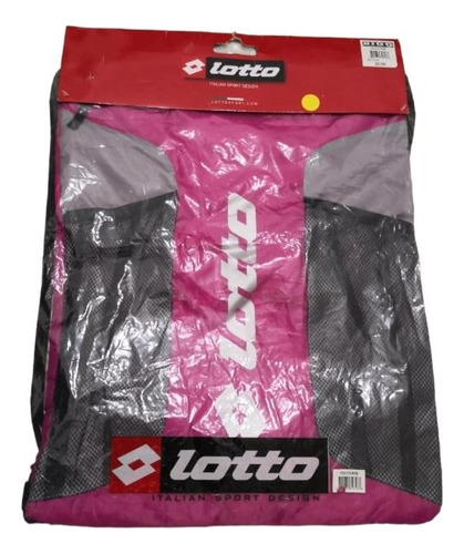 Bolso Impermeable De Cordones Marca Lotto Color Rosa Y Gris