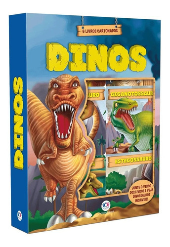 Imagem 1 de 2 de Box De Livros Dinossauros Com 6 Livrinhos Infantil Dino Trex