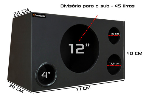 Caixa Som Trio 45 Litros Alto Falante 12 Polegadas Duto 4
