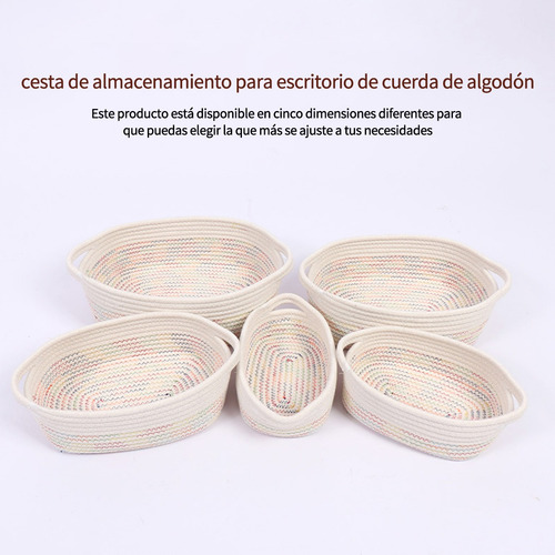 5 Cestas De Almacenamiento Cubo De Cuerda De Algodón Tejido