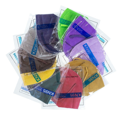 Imagen 8 de 8 de Kn95 Mascarillas Cubrebocas Lavables Caja10pz Colores Tomods