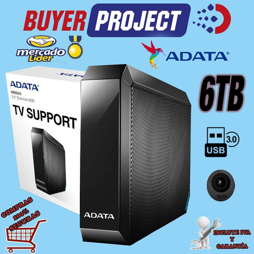 Disco Duro Externo Adata Hm800 6tb 3.5'' Usb 3.2 Tv Support
