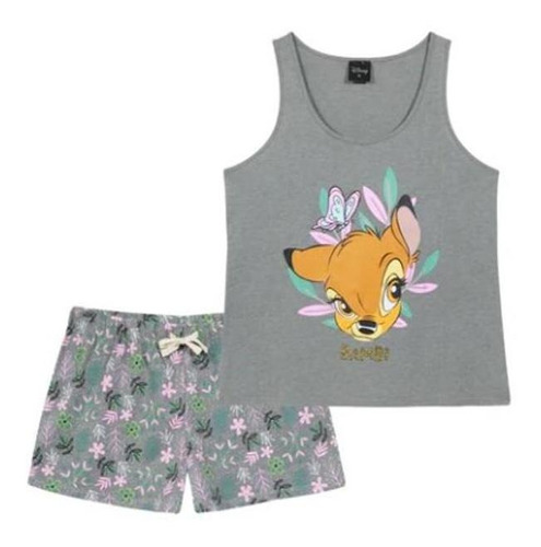 Pijama Dos Piezas The Brands Club Disney Bambi Mujer Gris