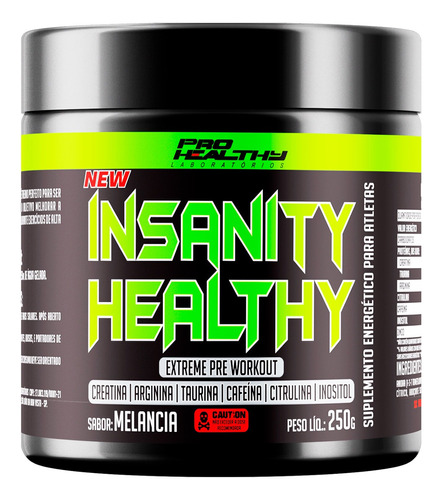 Pré Treino Insanity Healthy 250g - Pro Healthy Sabor Melancia