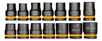 Comprar Kit Juego 14 Dados de Impacto Encastre ½'' Ingco Color Negro