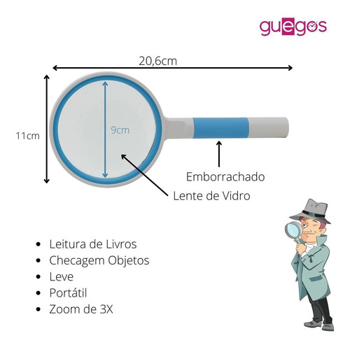 Imagem 2 de 3 de Lupa De Mão Classica Com Lente Grande Ergonomica De Vidro