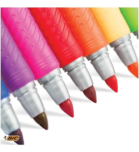 7 Marcadores Bic Tinta Permanente Punta Fina Colores Surtido