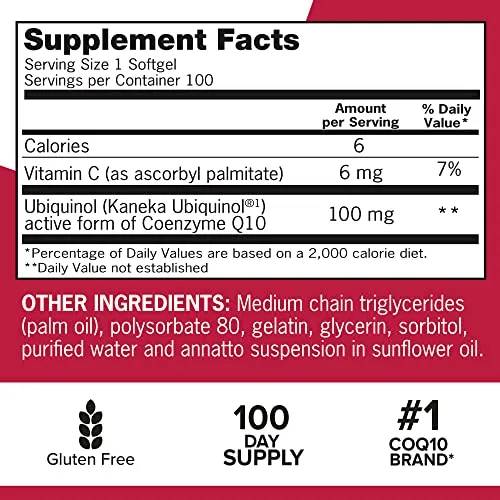 Suplemento Qunol Mega Ubiquinol Coq10 100 Mg 100 Cápsulas Bl