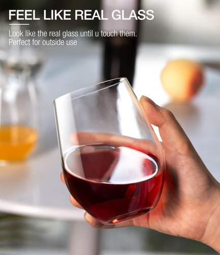 Juego De 6 Copas De Vino De Plástico Sin Tallo, Copa De Vino