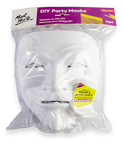 Set 4 Máscaras De Mimo Para Pintar En Papel Maché Mont Marte