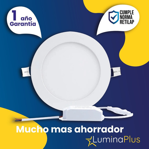 Imagen 4 de 9 de Panel Led Incrustar Redondo Luz Cálida 6w Certificadas