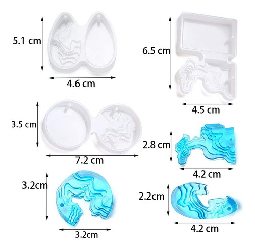 6pcs Colgante Moldes De Joyería De Resina Moldes Silicona
