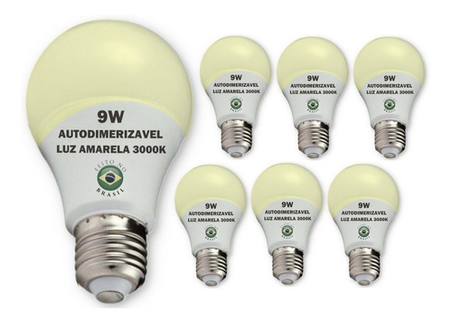 Lâmpada Led Autodimerizavel Bivolt Luz Quente 3000k Kit 7un