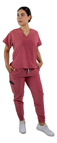 Pijama Quirúrgica Jogger Antifluidos Dama Scrubs Cupatitzio Rosa Palo Liso M