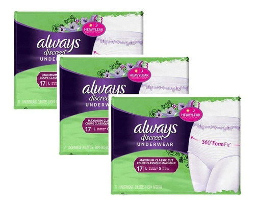 Pañal Adulto Ropa Interior Always Discreet L X51 Unidades