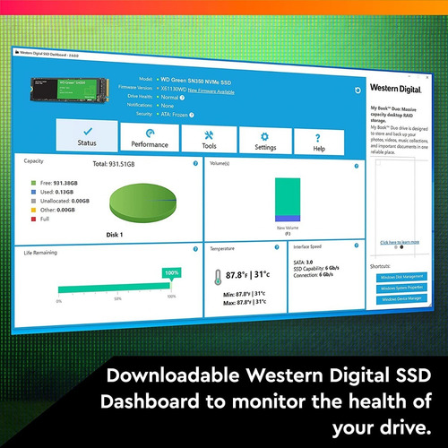 Imagen 4 de 4 de Ssd Interna Western Digital Green Ssd 1tb Sn350 Nvme