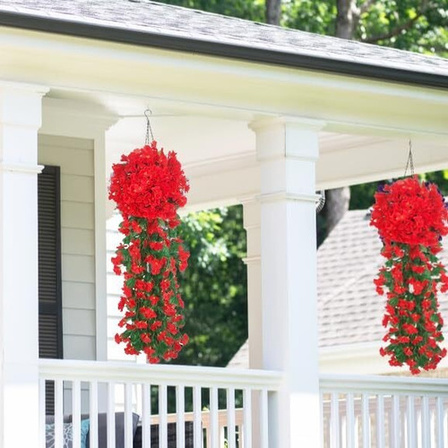4 Piezas De Flores Artificiales Colgantes Falsas Plantas