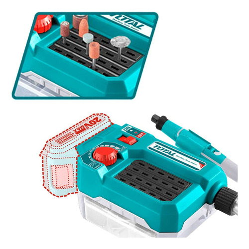 Mini Grinder Total 20v Accesorios Multiuso Inalámbrico 40pzs