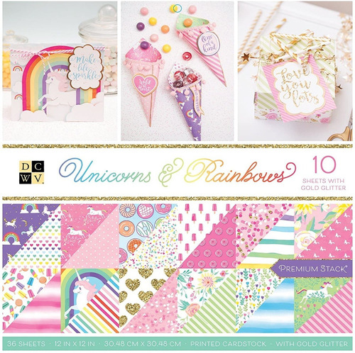 Block Cartulinas 30.5x30.5cm Unicornios & Rainbows 36 Pag