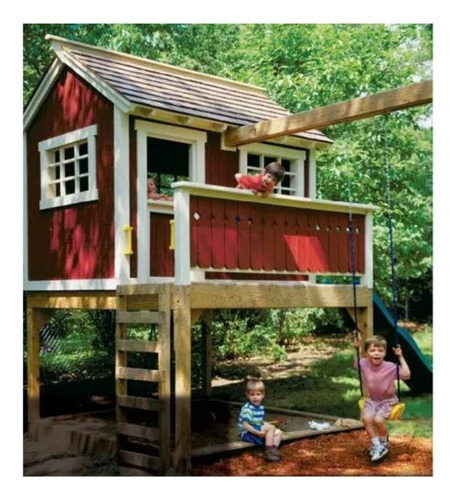 Projeto Casinha De Madeira Suspensa Playground Construir