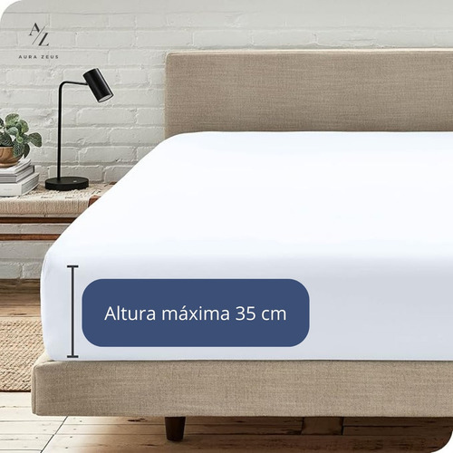 Sabanas Bajera Ajustable Blanca 2 Plazas Elasticada Hilo Ropa De Cama Aura Zeus