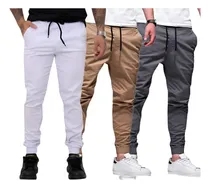 Comprar Kit Com 3  Calças Jeans Sarja Masculina Jogger Com Elastico