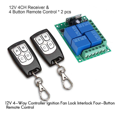 2x Interruptor De Controle Remoto Sem Fio Universal 12v 4ch