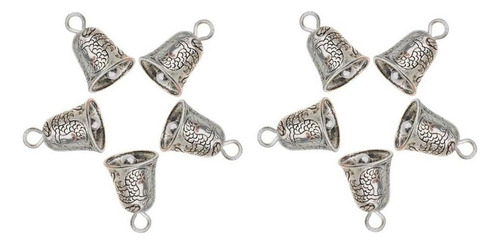 10 Piezas Colgante De Forma Campana Color Plata Antigua Para