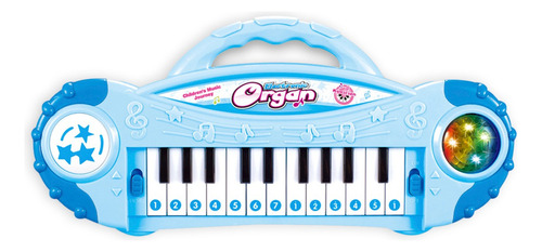Órgano Musical Piano Infantil Juguete Con Luces Color Celeste