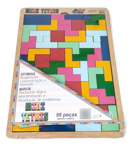 3 Mega Impress Mini Tetris Brinquedo Educativo Madeira Jogo Raciocínio